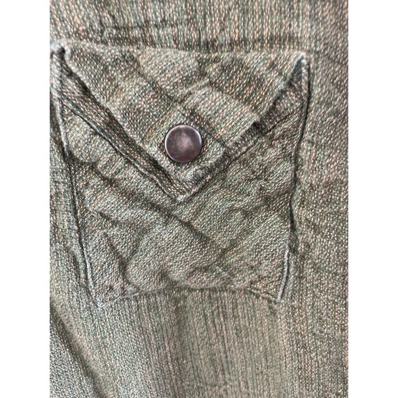 Flax by Jeanne Engelhart Women's large long sleeve green 100% linen snap shirt - Picture 4 of 6